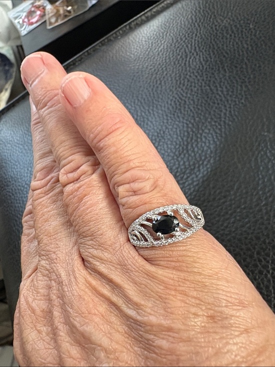 Jewelry - Silver Ring with Dark Garnet CZ Stones ( Brand New)